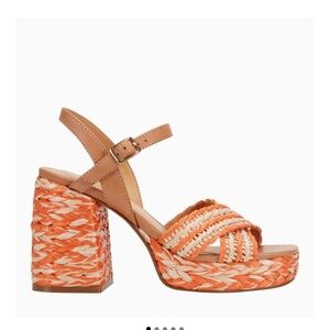 Marc Fisher Braided Platform Sandal — Orange and Tan